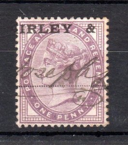 1d LILAC WITH 'IRLEY &' (?) PROTECTIVE OVERPRINT