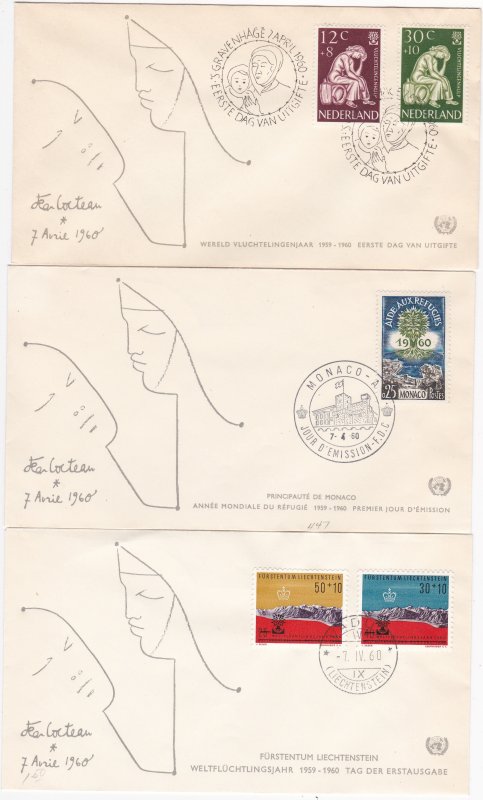 World Refugee Year 24 First Day Covers with a Common Designed Cachet on each