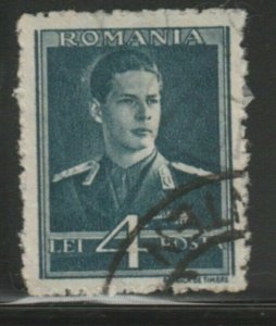 Romania King Michael 1943-45 Wmk Cross and Mult Crown 4L Used A18P26F720-