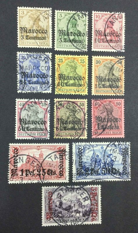 MOMEN: GERMAN COLONIES IN MOROCCO SC #20-31 1905 USED LOT #62904