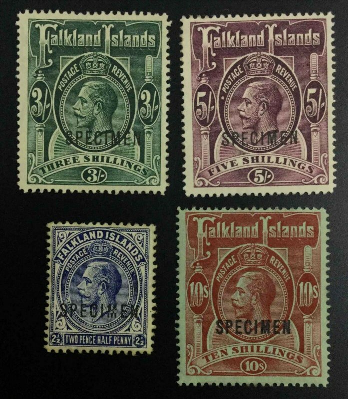 MOMEN: FALKLAND ISLANDS 1912-20 SPECIMEN MINT OG H £800 LOT #63028