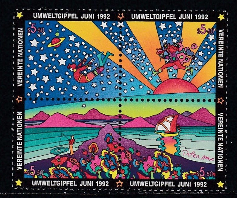 United Nations - Vienna # 132a, Earth Summit, Peter Max, Mint NH, 1/2 Cat.
