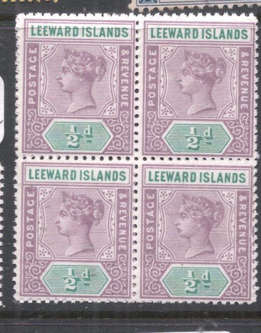 Leeward Islands SG 1 Block of Four MNH (3dnk)