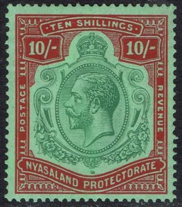 NYASALAND 1921 KGV 10/- WMK MULTIPLE SCRIPT CA