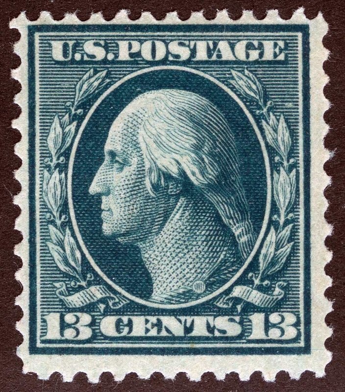 US Sc 339 Blue Green 13¢ 1908 p.12 DLWm Original Gum Barely Vis Hinge Mark