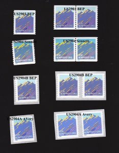 Triples 5c Mountain US #2903, US 2904, UA 2904A, US 2904B Lot (4) Single & Pair