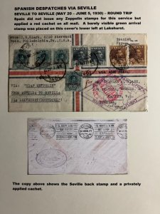 1930 Spain Graf Zeppelin Airmail Cover Seville Round Trip LZ 127 Pan America