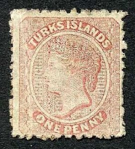 Turks and Caicos SG1 1d Dull rose No Wmk Un-used no gum Cat 65 pounds