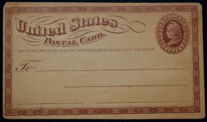 1873 US Sc. #UX3 mint face postal card, fair to good condition