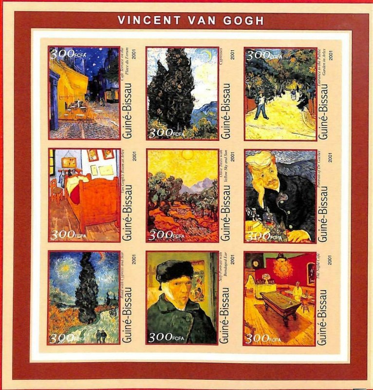 A0862 - GUINEA-BISSAU - ERROR  IMPERF SHEET - ART Painters : Vincent van Gogh