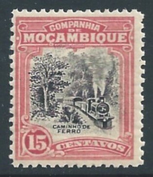 Mozambique Company #130a NH 15c Scene on Beira R.R. Dull Rose & Black