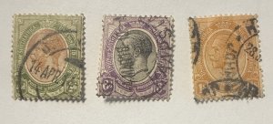 South Africa 1910 King George V 4d, 6d, 1sh. #9-11 used