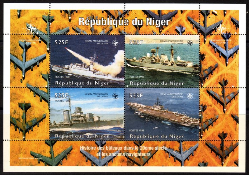 Niger 1998 Naval Ships/50th.Anniversary NATO Sheetlet (4) Perforated MNH