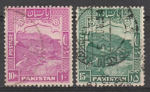 PAKISTAN 1948 KHYBER PASS 10R AND 15R PERF 12