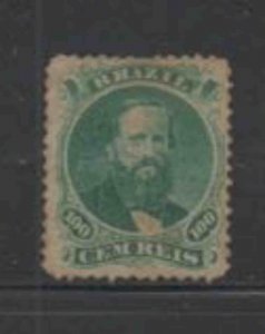 BRAZIL #58 1866 100r DON PEDRO MINT F-VF LH NG a