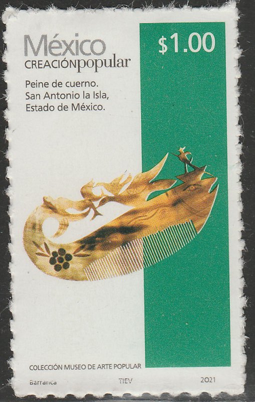 MEXICO NEW ISSUE $1P POPULAR ARTIFACTS 2021. SELF-ADHESIVE. MINT, NH. VF.