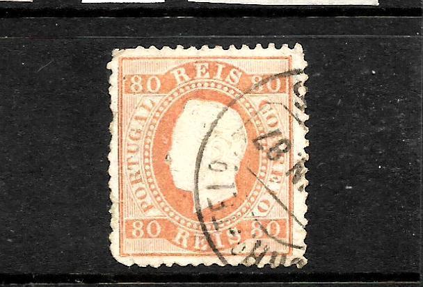 PORTUGAL 1867-70  80r  KL    FU  P12 1/2  SG 61