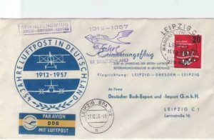 Germany  Leipzig Dresden Leipzig 1957  flight stamps cover  R20438