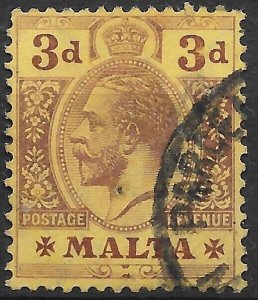 MALTA SG78a 1920 3d PURPLE ON ORANGE-BUFF USED