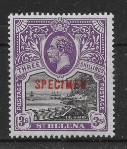 ST.HELENA SG81s 1913 3/= BLACK & VIOLET OVPT SPECIMEN MTD MINT