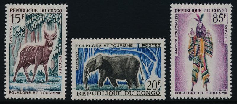 Congo PR 123-5 MNH Animals, Elephant, Dance on Stilts