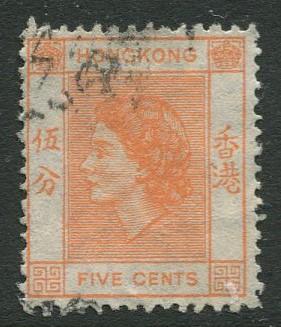 Hong Kong -Scott 185 - QEII Definitive -1954 - Used - Single 5c Stamp