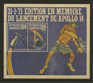 Thematic Stamps space. Gabon 1971 Apollo 14 sheet    used