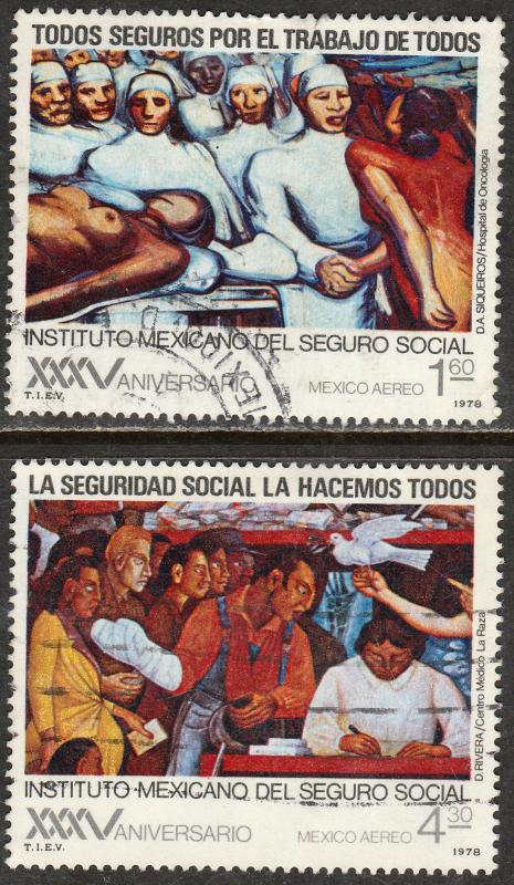 MEXICO C553-C554, 35th Anniversary Social Security Institute. Used. F-VF. (434)