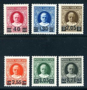 Vatican City 35-40, 1934 Pius XI Surcharge set, Mint NH, Friedl / Block Cert
