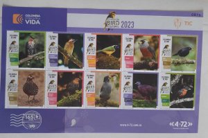 C) 2023. COLOMBIA, RISARALDA FESTIVAL MULTIPLE STAMPS OF TYPICAL BIRDS OF THE XF