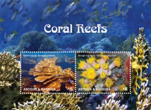 Antigua 2014 - Coral Reefs Marine Life - Souvenir Stamp Sheet Scott #3273 - MNH