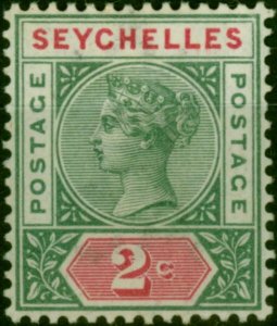 Seychelles 1890 2c Green & Carmine SG1 Fine MM