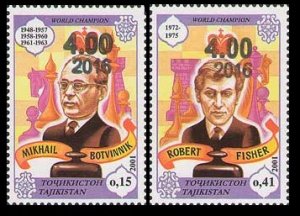 2016 Tajikistan 740-741 Overprints - World Chess Champions 8,00 €