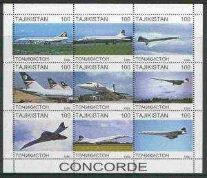 TADJIKISTAN SHEET AVIATION CONCORDE AIRCRAFT 