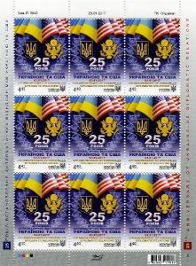 Ukraine 2017 25th anniversary of diplomatic relations with the USA sheetlet MNH