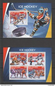 2016 Maldives Sports Ice Hockey Bl+Kb ** Ml040