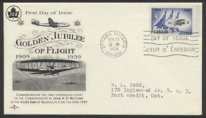 1959 #383 Silver Dart 1st Flight FDC  Rosecraft/TCA Cachet TCA Insert