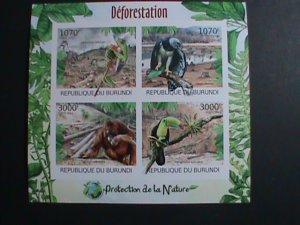 ​BURUNDI STAMP 2012 SC#1111 DEFORESTATION-PROTECTION OF NATURE-IMPER -MNH S/S