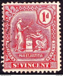 ST VINCENT 1909 KEDVII 1d Carmine SG99 Used