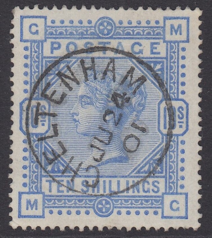 SG 183 10/- ultramarine. Superb used with a Cheltenham CDS, June 24th 1901...