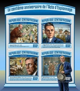 Central Africa - 2017 Espionage Act - 4 Stamp Sheet - CA17102a