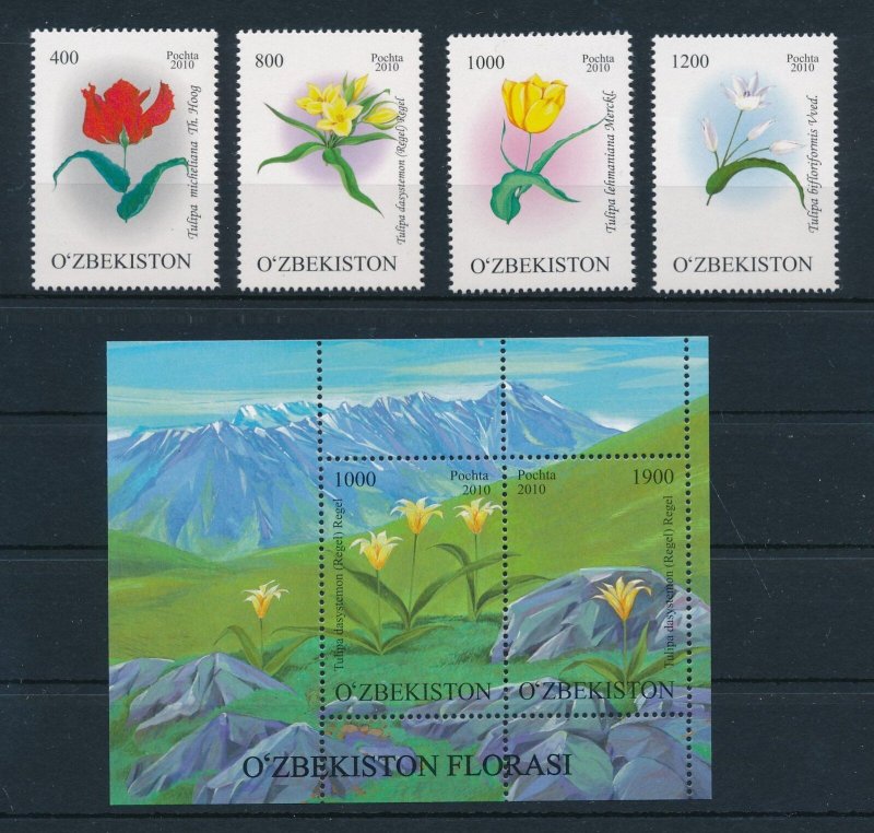 [111704] Uzbekistan 2010 Flowers blumen fleurs Tulips Souvenir sheet MNH
