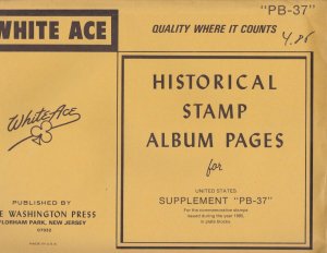 KAPPYSstamps WHITE ACE PLATE BLOCK PAGES SUPPLEMENT PB-37 FOR 1985 #14