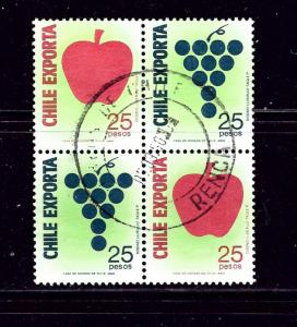 Chile 833a Used block of 4 1989 Exports issue