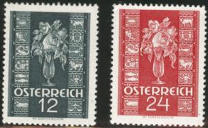 Austria Osterreich Scott 388-9 MH* 1937 Rose Zodiac sign 