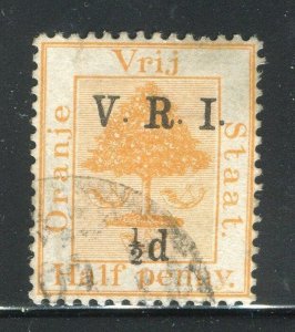 ORANGE FREE STATE;  1900 early V.R.I. surcharge used 1/2d value,