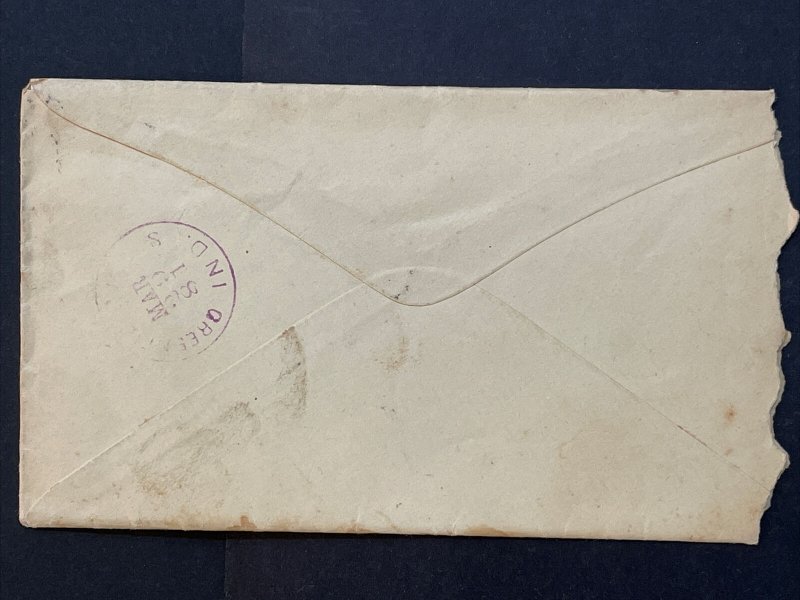 1881 Brighton, IN Manuscript Cancel (DPO) to Greenfield Mills and Forwarded