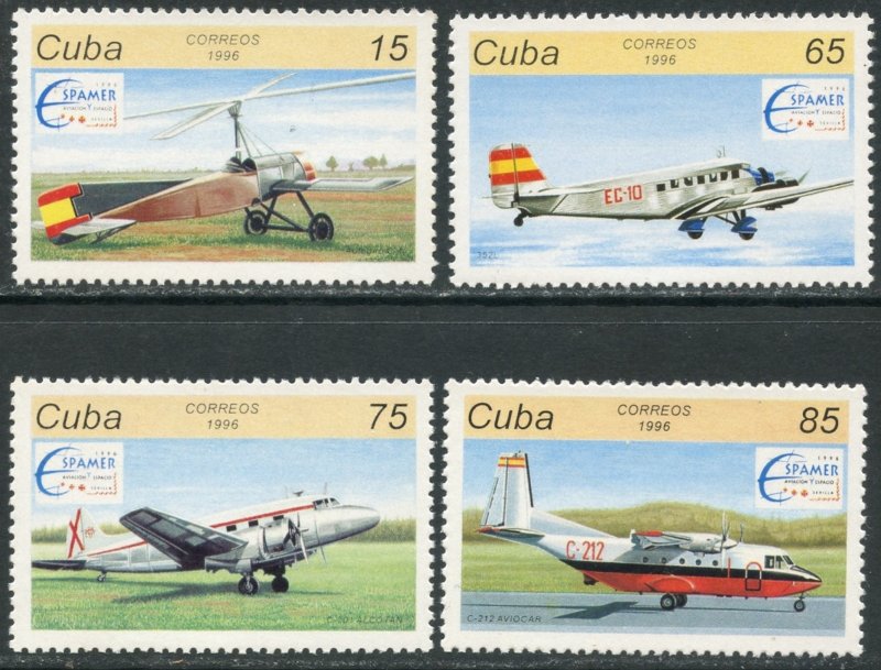 CUBA Sc#3727-3730 1996 Aviation & Space Exhibition Complete Set OG Mint NH