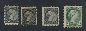 4x Canada Small Queen MNG Stamps 3x #34-1/2c F F/VF VF #36-2c Fine GV = $100.00