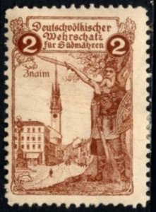 Vintage German Poster Stamp German Ethnic Military Treasure For South Moravia